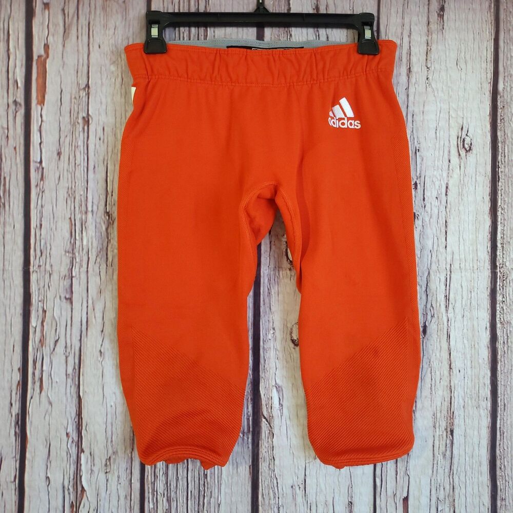 adidas Men's Compression Baseball Pants Orange Solid Polyester Drawstring L